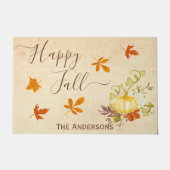 glücklicher Fall | Blätter im Herbst und Kürbis Fußmatte (Vorderseite)