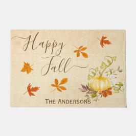 glücklicher Fall | Blätter im Herbst und Kürbis Fußmatte