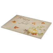 glücklicher Fall | Blätter im Herbst und Kürbis Schneidebrett (Ecke)