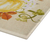 glücklicher Fall | Blätter im Herbst und Kürbis Schneidebrett (Ecke)