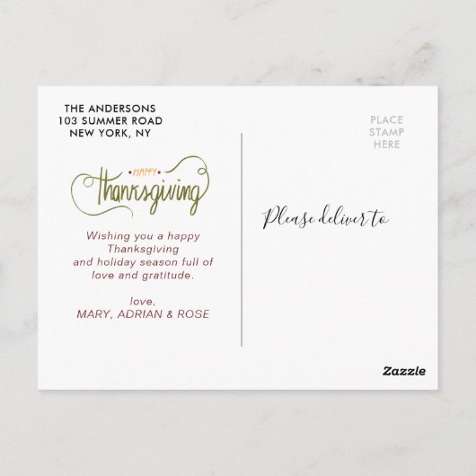 glücklicher Fall Erntedank Postcard Postkarte (Rückseite)