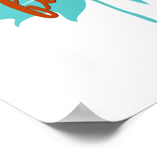 glücklicher Fall | HERBSTLAUB | Fall Orange & Aqua Poster (Ecke)