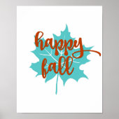 glücklicher Fall | HERBSTLAUB | Fall Orange & Aqua Poster (Vorne)