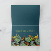 Glücklicher Fall, Herbstlaube auf dunklen Aquamari Karte (Innenseite)