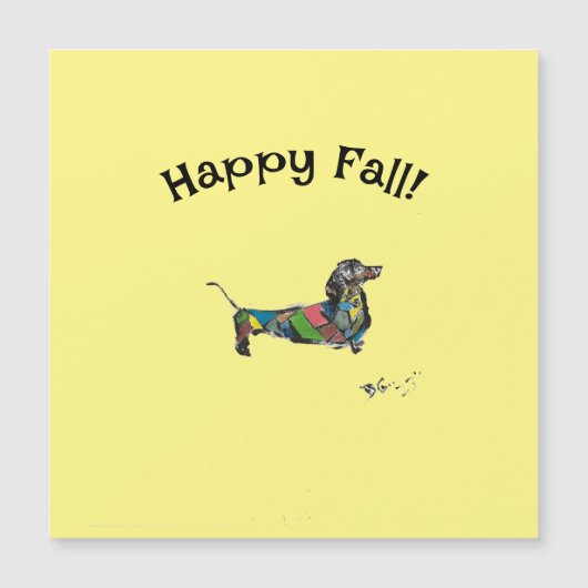 Glücklicher Fall! Magnetkarte mit Dackel (Vorderseite)