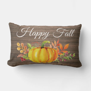 glücklicher Fall Rustikaler Wasserfarbenkürbis Lendenkissen