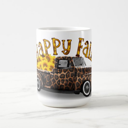 GLÜCKLICHER FALL VINTAGER LKW MIT SONNENBLUMEN KAFFEETASSE (Mittel)