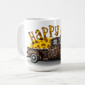 GLÜCKLICHER FALL VINTAGER LKW MIT SONNENBLUMEN KAFFEETASSE (Vorderseite Links)