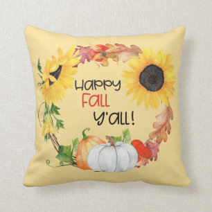 glücklicher Fall Y. Alle Sonnenblumen Kürbis Kissen