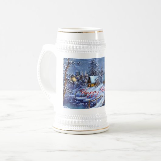 Glücklicher Feiertag Stein Bierglas (Vorderseite Links)