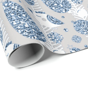 Glücklicher Feiertags-blauer silberner Geschenkpapier