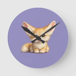Glücklicher Fennek Fuchs Süße Positive Vibes Desig Runde Wanduhr