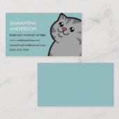 Glücklicher fetter silberner Tabby-personalisierte Visitenkarte (Vorne/Hinten)