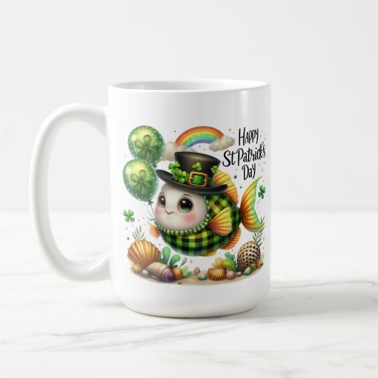 Glücklicher Fisch- St. Patrick’s Day Kaffeetasse (Links)