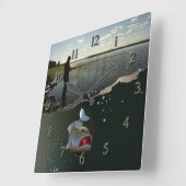  Glücklicher Fischfang  Quadratische Wanduhr (Winkel)