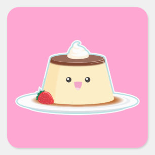 Glücklicher Flan Quadratischer Aufkleber