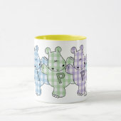 Glücklicher Flusspferdpastellgingham Tasse (Zentrum)