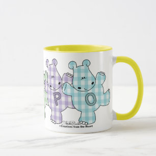 Glücklicher Flusspferdpastellgingham Tasse