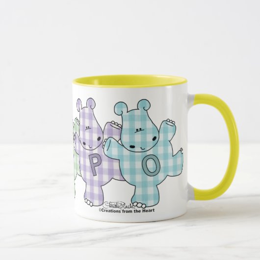 Glücklicher Flusspferdpastellgingham Tasse (Rechts)