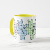 Glücklicher Flusspferdpastellgingham Tasse (Vorderseite Links)