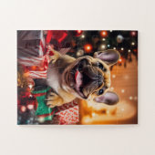 Glücklicher französischer Bulldog am Heiligabend Puzzle (Horizontal)