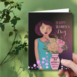 Glücklicher Frauentag | Frauen mit Vase Feiertagskarte