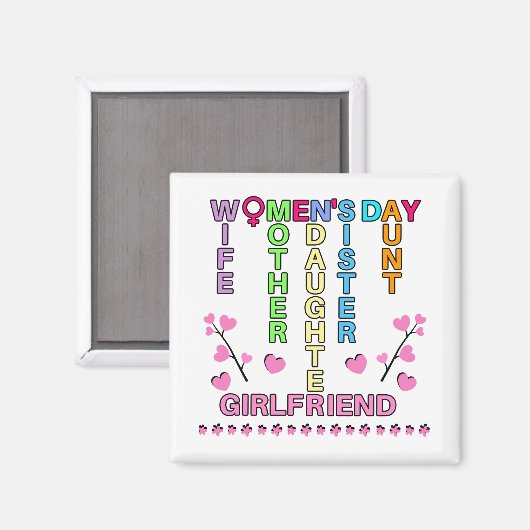 Glücklicher Frauentag Magnet (Vorderseite/Rückseite)