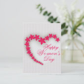 Glücklicher Frauentag mit Herz der Blume Postkarte (Stehend Vorderseite)