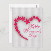 Glücklicher Frauentag mit Herz der Blume Postkarte (Vorne/Hinten)