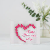 Glücklicher Frauentag mit Herz der Blume Postkarte (Stehend Vorderseite)