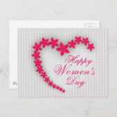 Glücklicher Frauentag mit Herz der Blume Postkarte (Vorne/Hinten)