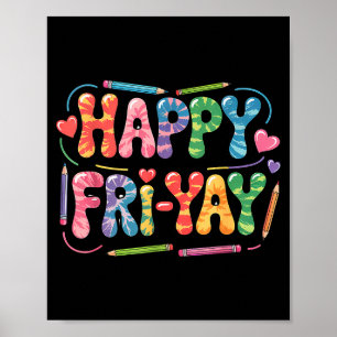 Glücklicher Fri-yay Lehrer Frittieren Yay Lustiger Poster