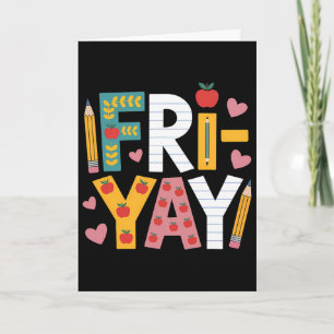 Glücklicher Fri-yay Lehrer Fry Yay Freitag Wochene Karte