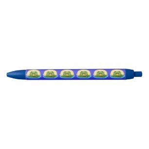 Glücklicher Frosch auf einem Lilien-Auflage-Stift Kugelschreiber