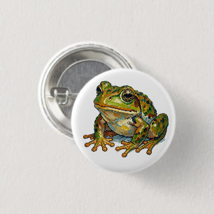 Glücklicher Frosch Buntes Kunstwerk Symbol für gut Button