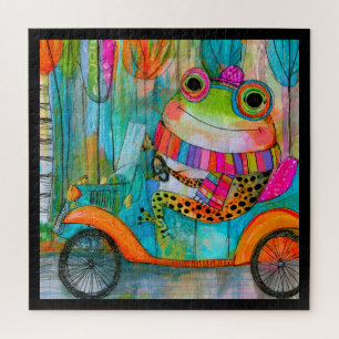 Glücklicher Frosch Fröhliches Straßenabenteuer Puzzle