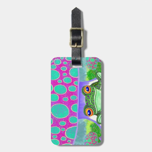 Glücklicher Frosch Gepäckanhänger (Vorderseite vertikal)