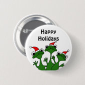 Glücklicher Frosch-WeihnachtsCartoon Button (Vorne & Hinten)