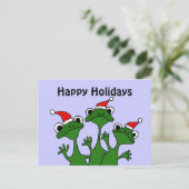 Glücklicher Frosch-WeihnachtsCartoon Feiertagspostkarte (Stehend Vorderseite)