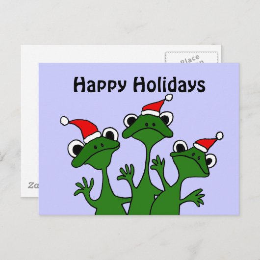 Glücklicher Frosch-WeihnachtsCartoon Feiertagspostkarte (Vorne/Hinten)