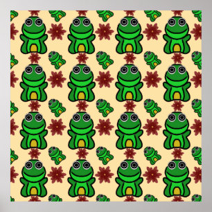 Glücklicher Froschgarten: Süßer grüner Frosch und  Poster