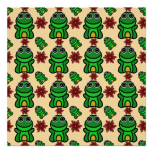 Glücklicher Froschgarten: Süßer grüner Frosch und Poster