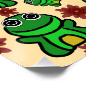 Glücklicher Froschgarten: Süßer grüner Frosch und Poster (Ecke)