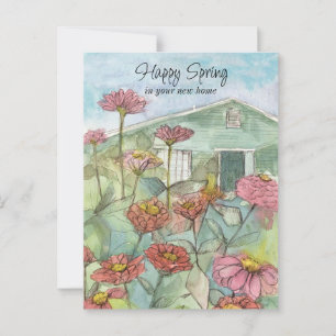 Glücklicher Frühling in Ihrem neuen Zuhause Real A Postkarte