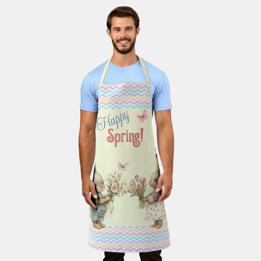 Glücklicher Frühling! Junge und Mädchen Bunny Kanb Schürze (Getragen)