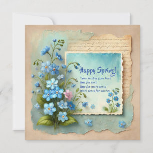 Glücklicher Frühling mit blauen Vergessenstil-nich Feiertagskarte
