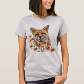 Glücklicher Fuchs bei Blume T-Shirt (Vorderseite)