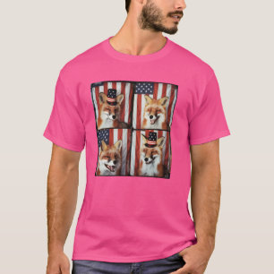 Glücklicher Fuchs Patriotisches Tier Amerikanische T-Shirt