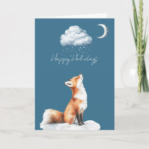 Glücklicher Fuchs Wolken Schnee Weihnachten Karte