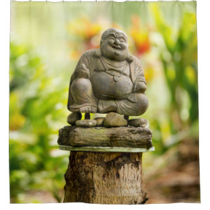 Glücklicher Garten-Buddha-Duschvorhang Duschvorhang